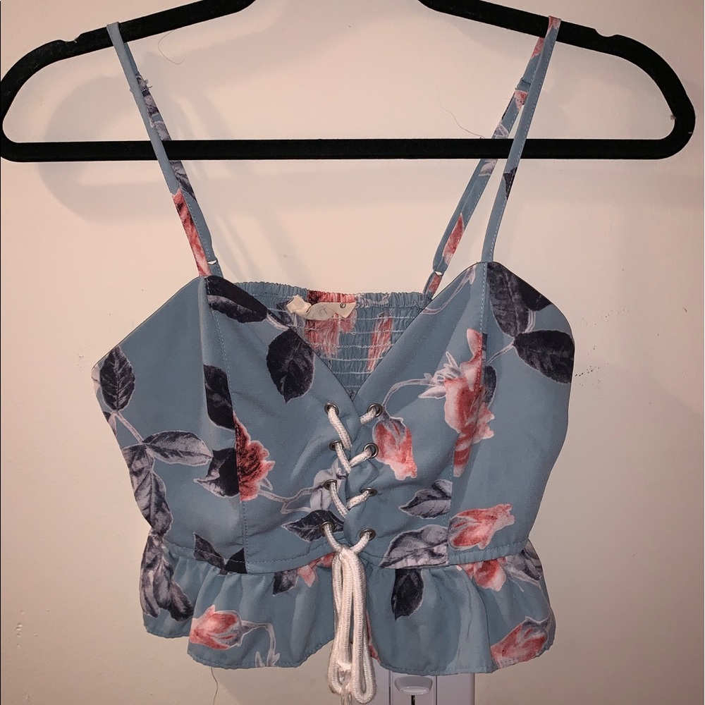 Floral Blue Cropped Top
